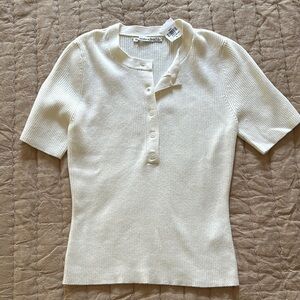Abercrombie White Henley Short Sleeve Top